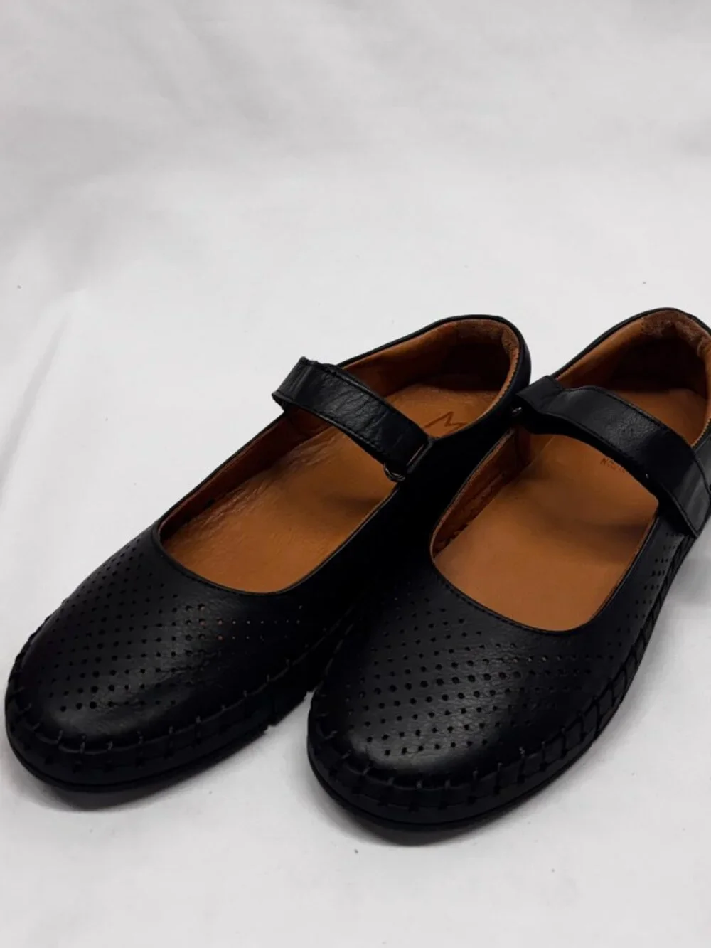 MIZ MOOZ HOOP & LOOP MARY JANE PLATFORM LEATHER FLATS BLACK 37EU / 7US # T-235 - Picture 2 of 5
